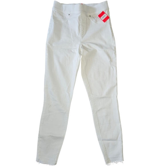 SPANX Denim - NWT SPANX Distressed White Skinny Ankle Frayed Cuff Jeans S Small New with Tag